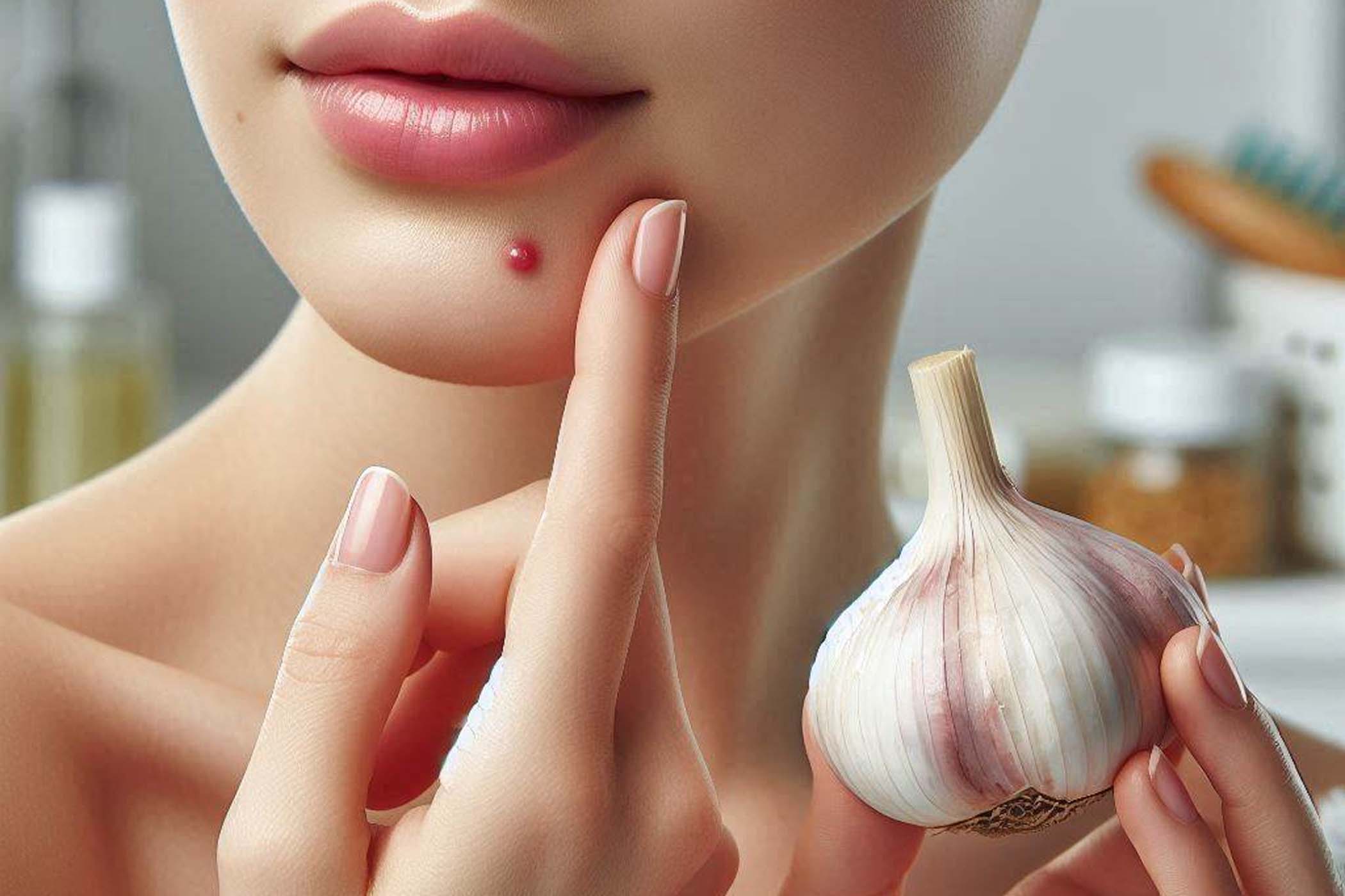 rubbing garlic on acne can cause many harmful effects on the skin. Photo - AI: Cat Tien