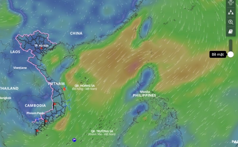 Cold air is forecast to continue to cause bad weather in many sea areas of the East Sea. above is an image of the sea wind direction updated at 3:00 p.m. on March 17. Photo: Vietnam Disaster Monitoring System