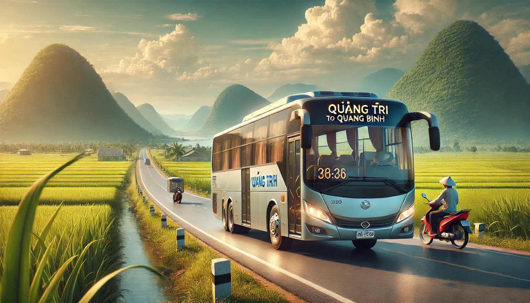 The enterprise requested to open the Quang Tri - Quang Binh bus route. Photo: Hung Tho (AI painting).