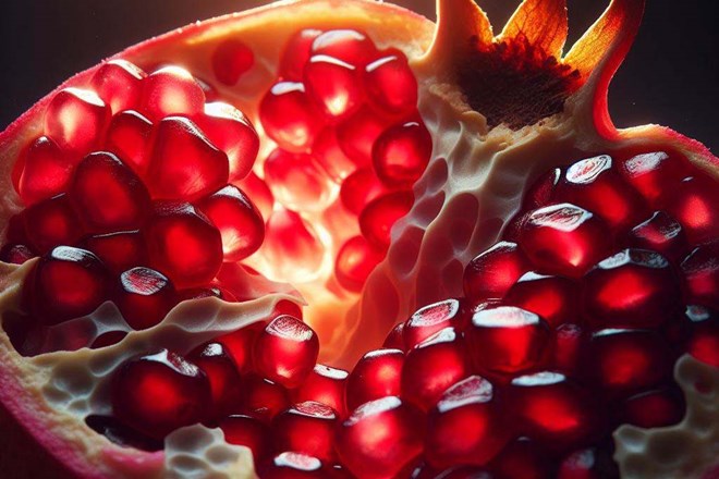 Pomegranate can help purify the blood, remove toxins and improve circulatory health. AI graphic photo: Ngoc Thuy.