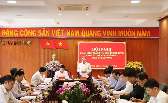 Đoàn kiểm tra Bộ Chính trị làm việc với Tỉnh ủy Đắk Nông