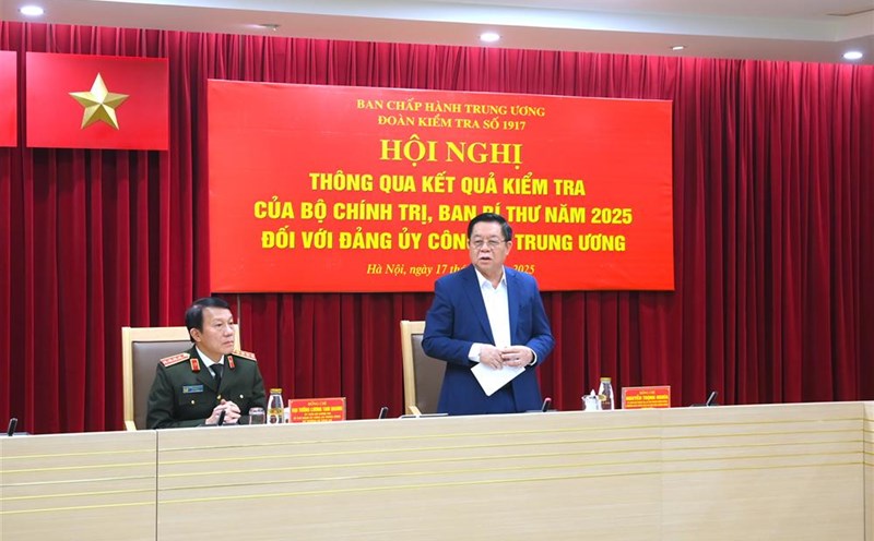 Head of the Central Propaganda and Mass Mobilization Commission, Head of the Inspection Team Nguyen Trong Nghia spoke at the conference. Photo: Ministry of Public Security