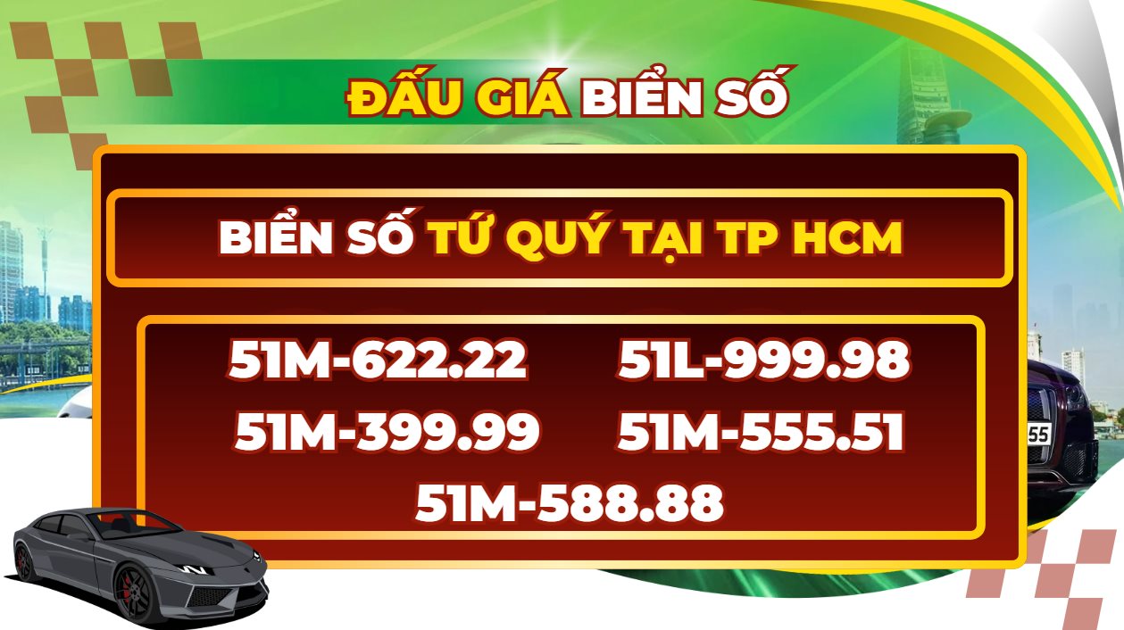 There is a list of four-digit license plates in Ho Chi Minh City on the auction floor