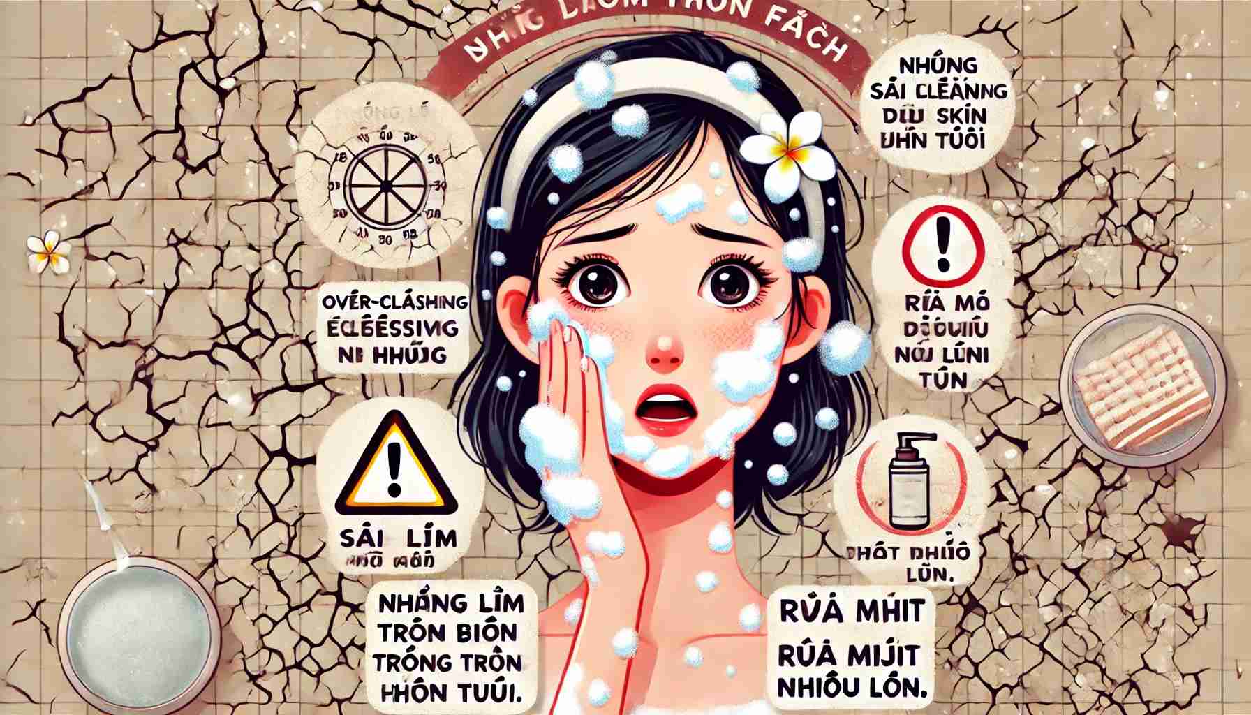 Rua mat qua nhieu lan la mot sai lam trong quy trinh cham soc da. Anh: AI - Minh Hoang