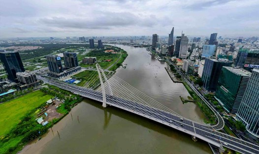 Cầu Ba Son (trước là Thủ Thiêm 2) nối Quận 1 và Khu đô thị mới Thủ Thiêm (TP Thủ Đức, TPHCM).  Ảnh: Anh Tú