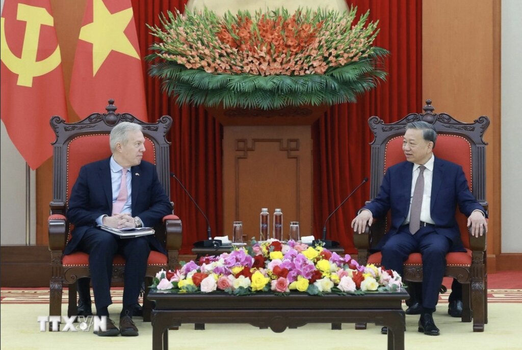 General Secretary To Lam received a delegation of businesses from the US-ASEAN Business Council (USABC) led by President and General Director of USABC Ted Ocius, former US Ambassador to Vietnam. Photo: VNA