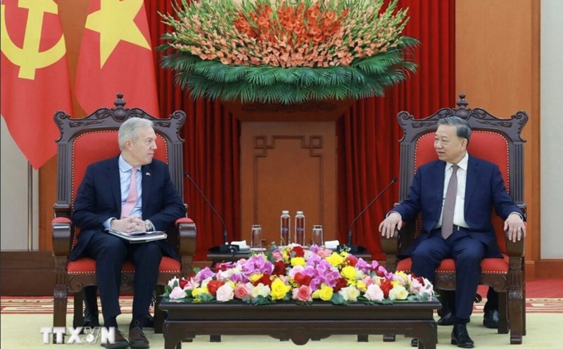 General Secretary To Lam received a delegation of businesses from the US-ASEAN Business Council (USABC) led by President and General Director of USABC Ted Ocius, former US Ambassador to Vietnam. Photo: VNA
