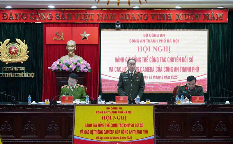 Major General Nguyen Thanh Tung, Director of Hanoi City Police, spoke at the Conference. Photo: Hanoi City Police