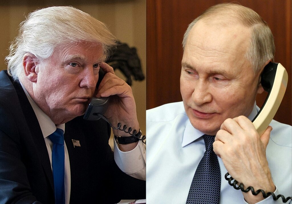 Russian President Vladimir Putin and US President Donald Trump on a two-and-a-half-hour phone call on March 18. Photo: AFP