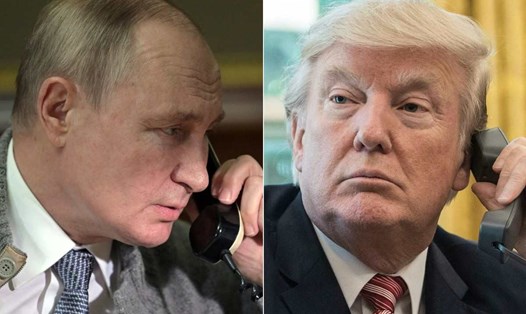 Tổng thống Nga Vladimir Putin và Tổng thống Mỹ Donald Trump có cuộc điện đàm kéo dài 2 tiếng rưỡi ngày 18.3.2025. Ảnh: AFP