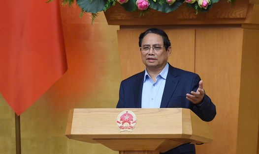 Ủy viên Bộ Chính trị, Thủ tướng Chính phủ Phạm Minh Chính chủ trì phiên họp Chính phủ chuyên đề về xây dựng pháp luật tháng 3.2025 để thảo luận và cho ý kiến đối với 6 dự án luật, đề nghị xây dựng luật. Ảnh: VGP/Nhật Bắc