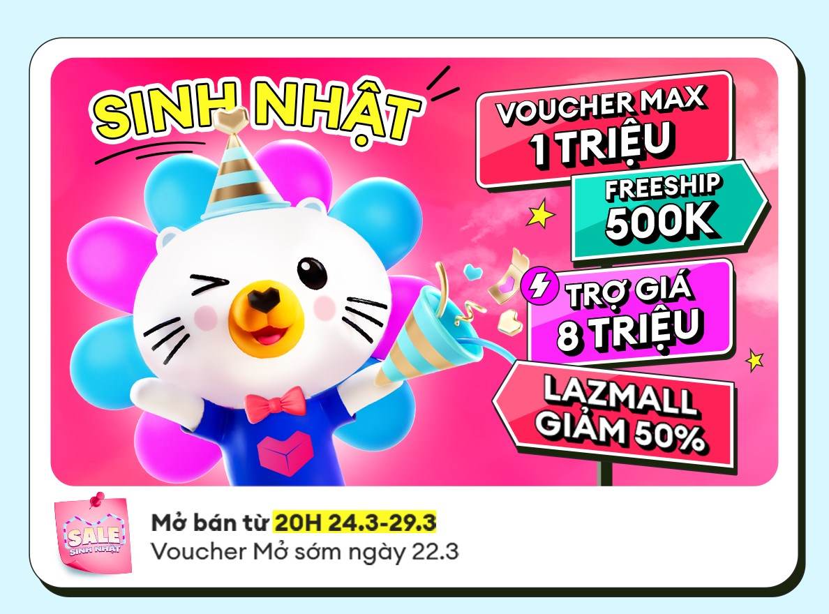 Lazada mở đại tiệc mừng sinh nhật với các voucher hấp dẫn, trợ giá cao, nhiều ưu đãi khủng... Ảnh: Lazada