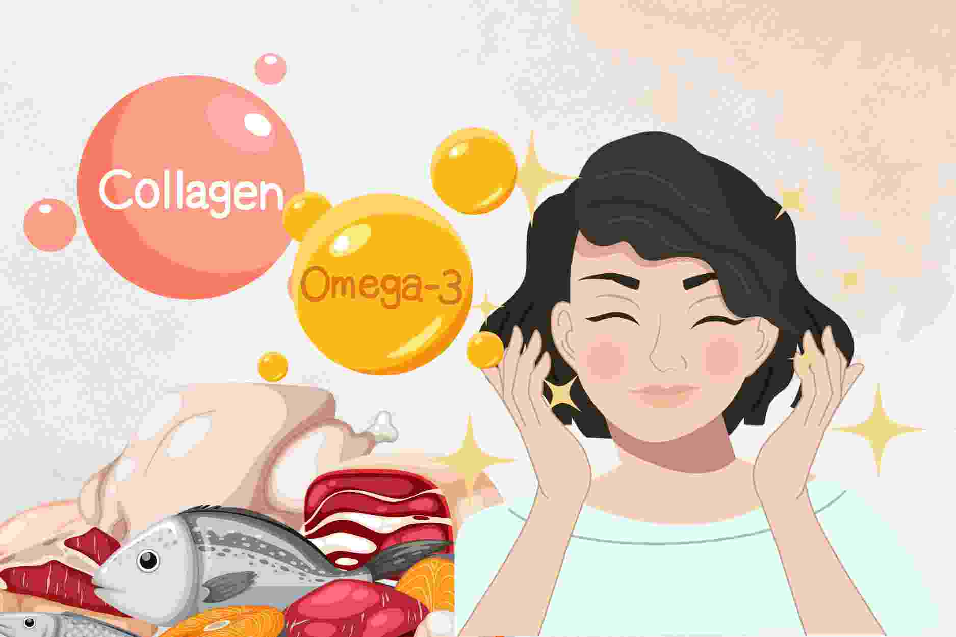 Foods rich in collagen and omega-3 help beautify the skin and look beautiful