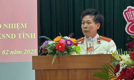 Ông Đinh Công Phức phát biểu khi nhận quyết định bổ nhiệm. Ảnh: Viện KSND tỉnh Kon Tum