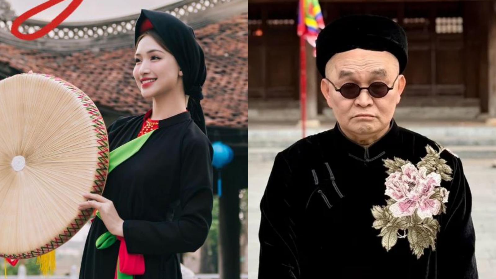 Hoa Minzy and artist Xuan Hinh in the MV promoting cultural tourism in Bac Ninh province. Photo: FBNV