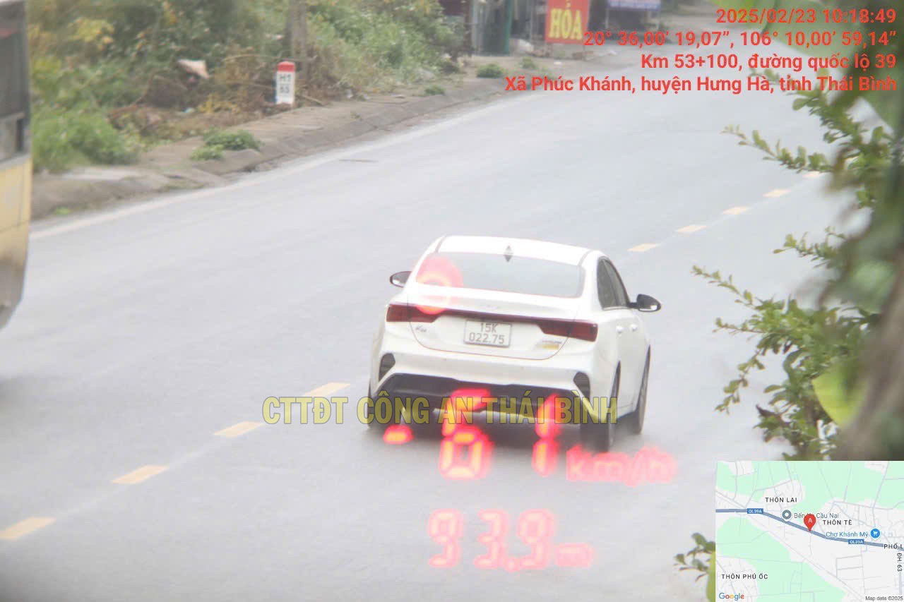 Image of the vehicle being fined. Photo: Thai Binh Police