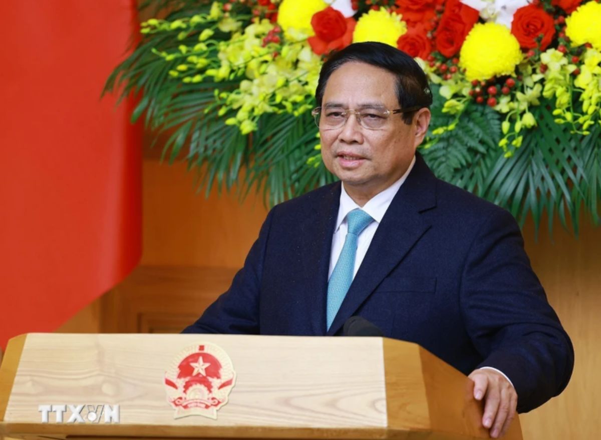 Politburo member and Prime Minister Pham Minh Chinh spoke at the seminar with European businesses. Photo: VNA