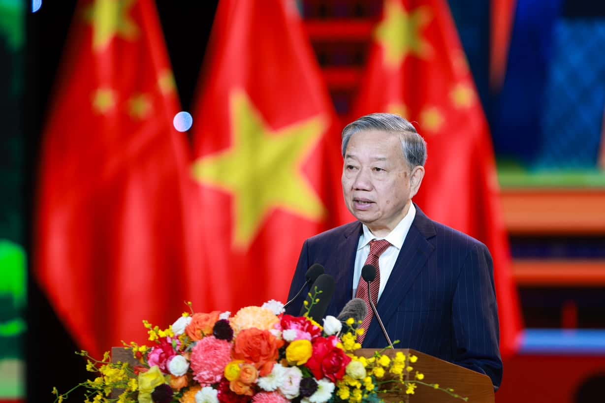 General Secretary To Lam attended and gave a speech at the program "Meeting Vietnamese - Chinese students of all periods". Photo: Hai Nguyen