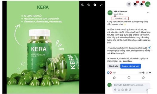 Sản phẩm kẹo rau củ Kera được bán trên nhiều nền tảng mạng xã hội. Ảnh: PV chụp màn hình