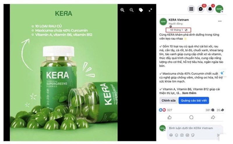 Kera vegetable candy products are sold on many social networking platforms. Photo: PV takes a screenshot