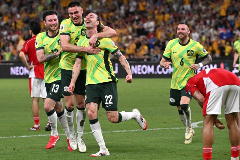 Australia beat Indonesia 5-1 in the third qualifying round of the 2026 World Cup. Photo: AFP