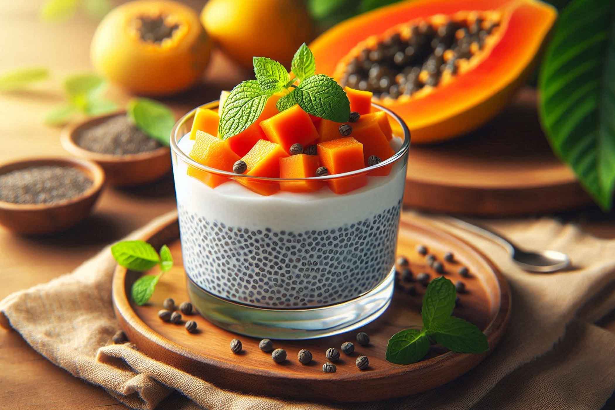 Combining papaya and chia seeds is a good choice, providing energy and supporting overall health. Photo - AI: Cat Tien