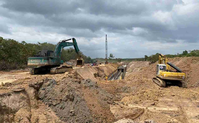 A corner of the Krong rich Upper Reservoir Project under construction (photo taken in March 2025). Photo: Bao Trung