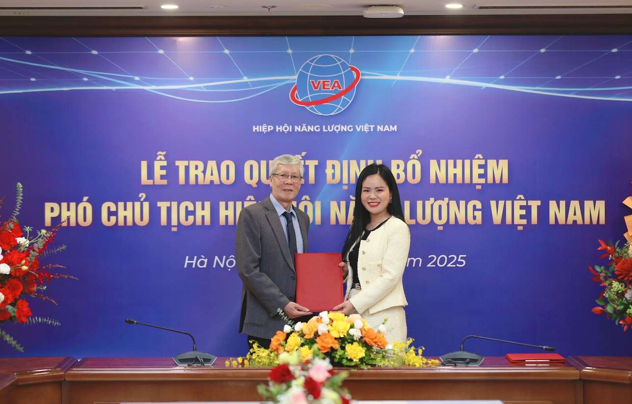 Lanh dao Hiep hoi Nang luong Viet Nam trao quyet dinh bo nhiem chuc danh Pho Chu tich Hiep hoi cho ba Nguyen Thi Thanh Binh, Pho Tong giam doc T&T Group, Chu tich T&T Energy. Anh: T&T Group
