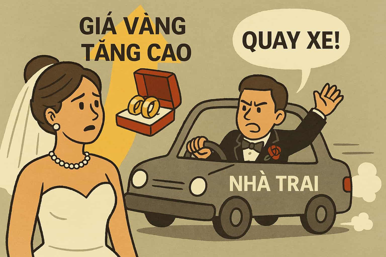 Gold prices increased, so the groom decided to film a car and not give away wedding gold. Photo: AI
