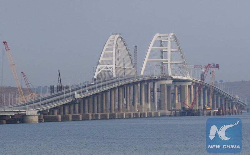 The bridge connecting Russia and the Crimean peninsula. Photo: Xinhua