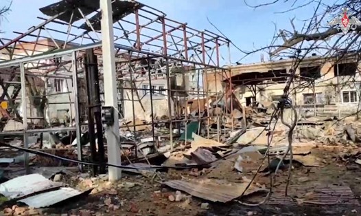 Khung cảnh hoang tàn ở Sudzha, Kursk, nơi có trạm khí đốt của đường ống dẫn khí Urengoy-Pomary-Uzhgorod, ngày 13.3.2025. Ảnh: Xinhua