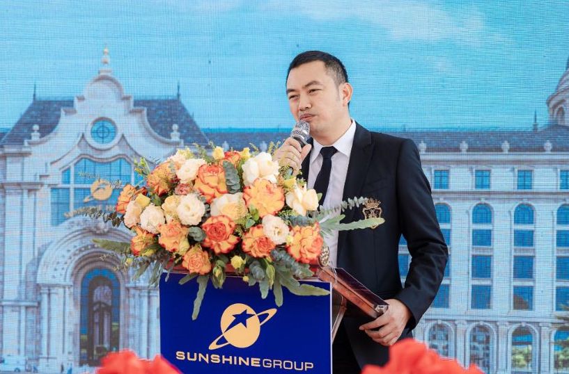 Chu tich HDQT Tap doan Sunshine - ong Do Anh Tuan phat bieu tai Le khoi cong xay dung benh vien quoc te Sunshine Hospital.