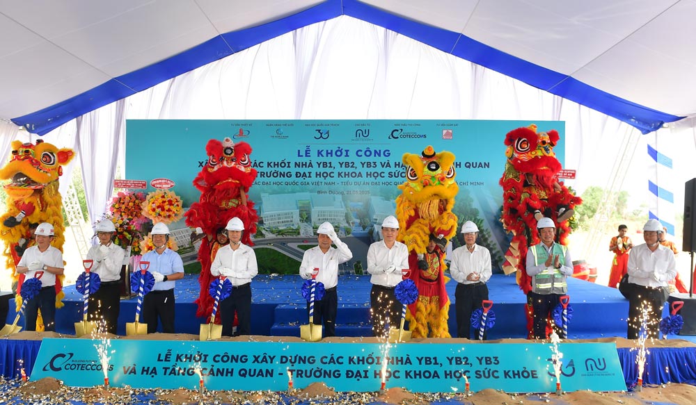 Coteccons started construction of the HCMVNU-CW-01 Package - Construction of blocks YB1, YB2, YB3 and landscape infrastructure - under the Vietnam National University Development Project. Photo: Provided by the enterprise