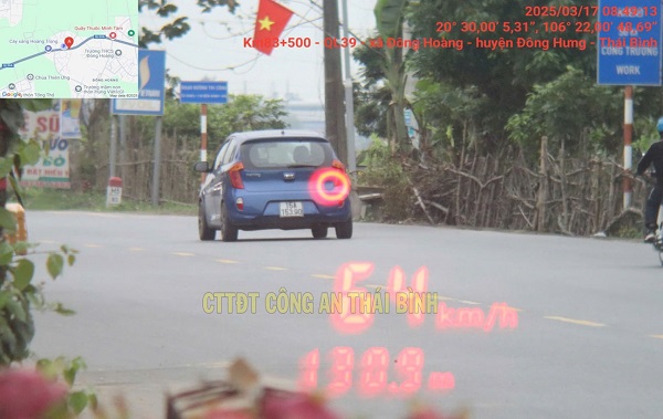Vehicles speeding are fined. Photo: Thai Binh Police