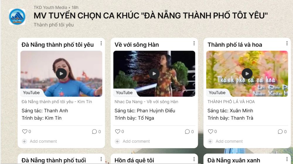 MV tuyen chon ca khuc “Da Nang - Thanh pho toi yeu” gom 20 ca khuc cua nhung nhac si gan bo voi Da Nang. Anh chup man hinh