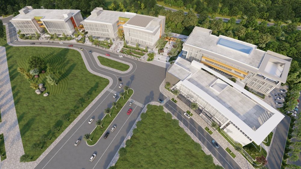 Phoi canh 3 khoi nha YB1, YB2, YB3 (nam sau khoi nha hien huu YA1). Anh: DHQG-HCM