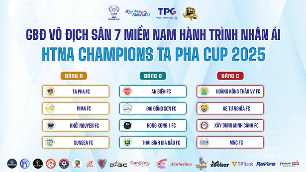 Ket qua boc tham chia bang giai vo dich san 7 mien Nam Ta Pha Cup 2025. Anh: BTC