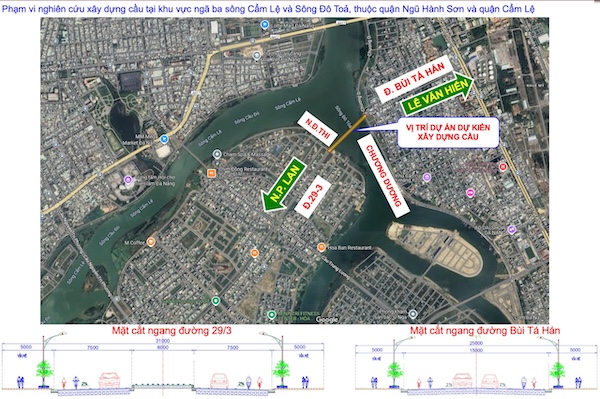 The Da Nang Project Management Board for Investment and Construction of Traffic and Agricultural Works has just reported and proposed 2 options for building bridges across the Do To River. Photo: Project Management Board