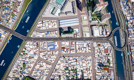 Phối cảnh cầu đường Nguyễn Khoái nối ba Quận 7, 4 và 1. Ảnh: Sở Giao thông Công chánh TPHCM