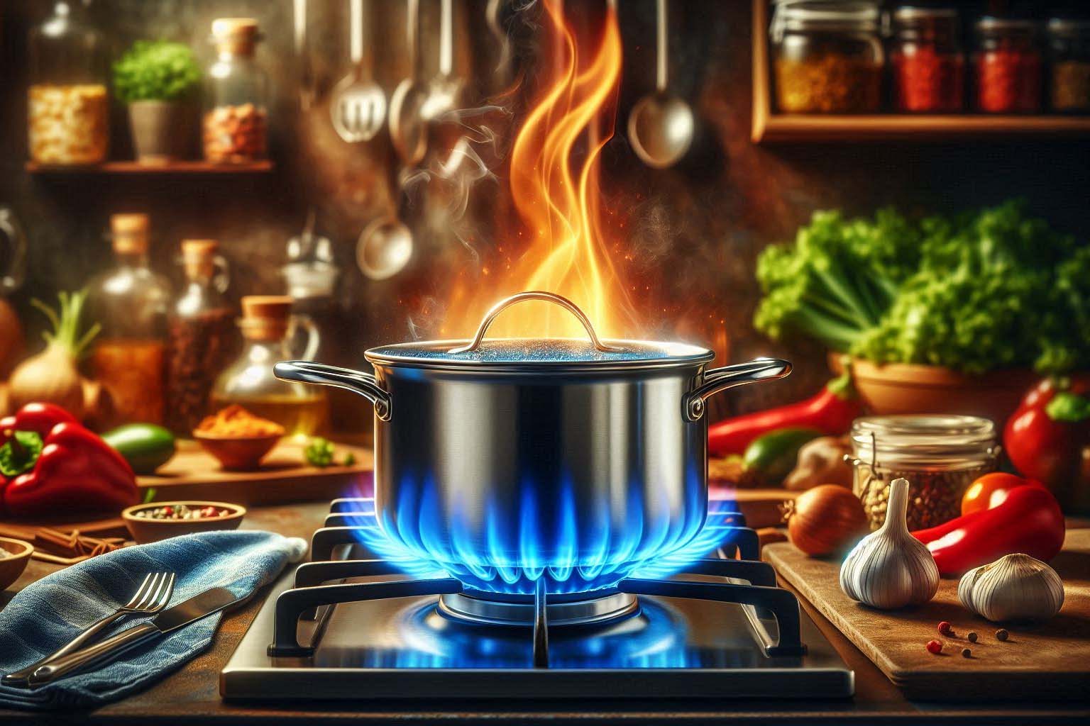Paying attention to the color of the fire on the stove is very important because it can provide information about the performance and safety when using a gas stove. Photo - AI: Cat Tien