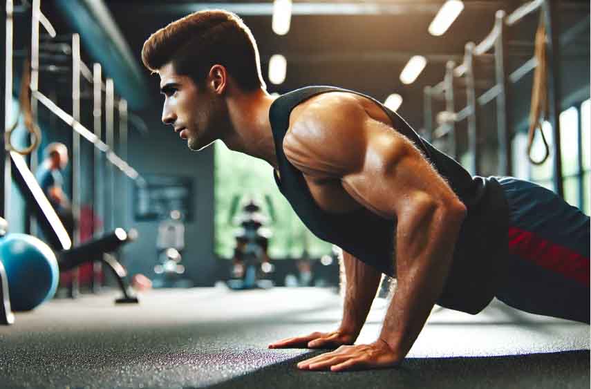 Push-ups help reduce belly fat. Photo AI