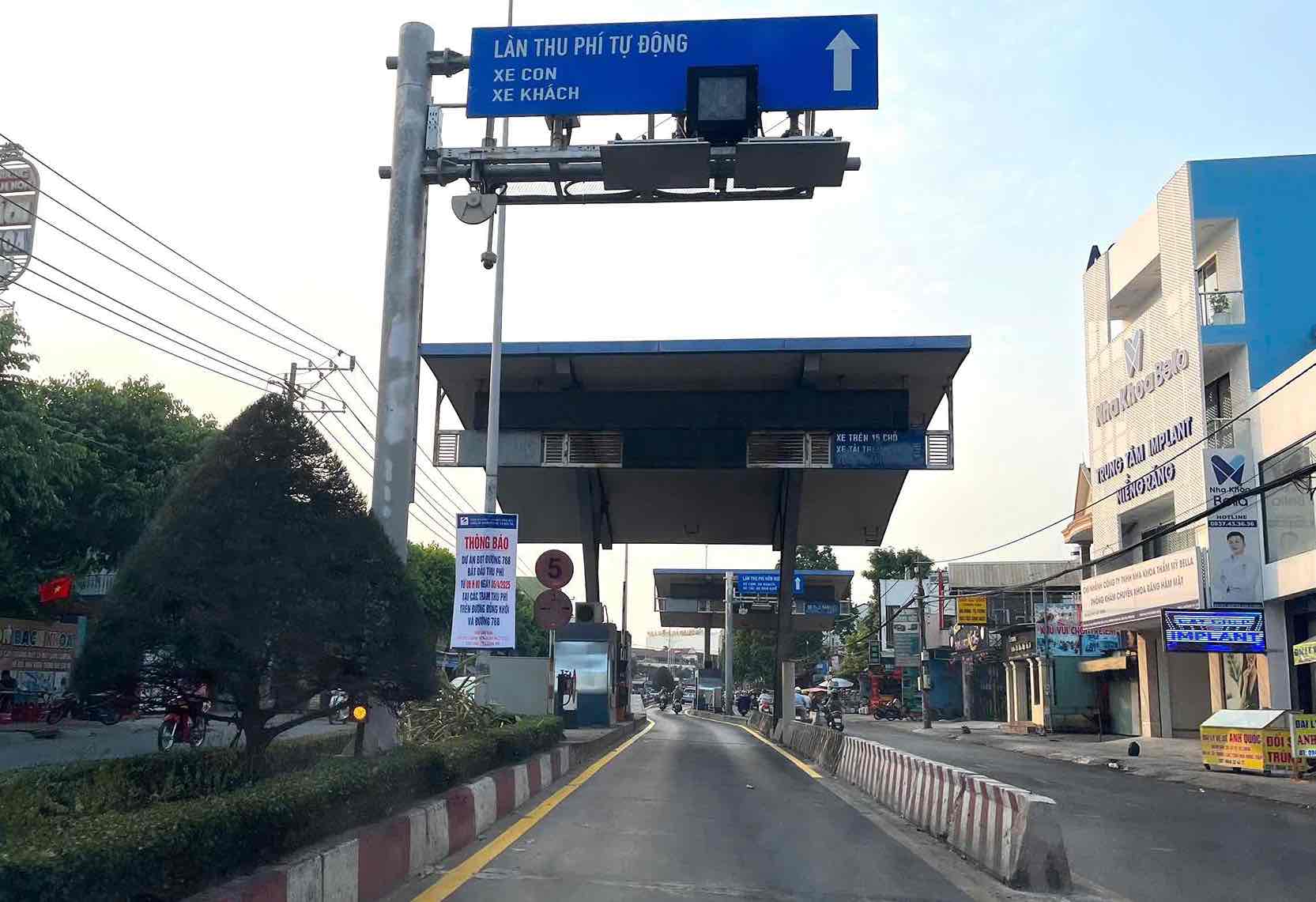 Sonadezi Chau Duc Joint Stock Company continues to collect tolls to recover capital for the BOT project of Road 768 in Dong Nai starting from April 5, 2025. Photo: HAC