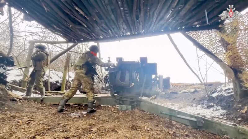 Russian artillery in the Belgorod area. Photo: Cut from video of the Russian Ministry of Defense