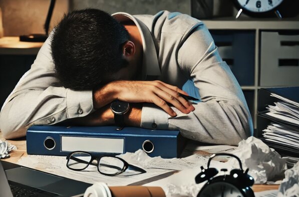 Continuously working on weekends affects health. Photo: AI