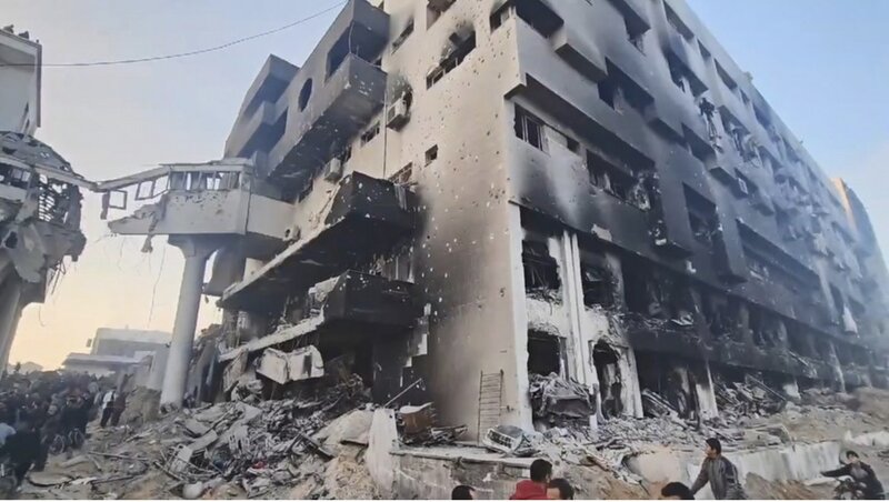 A hospital was destroyed after Israeli attacks on Gaza. Photo: Xinhua
