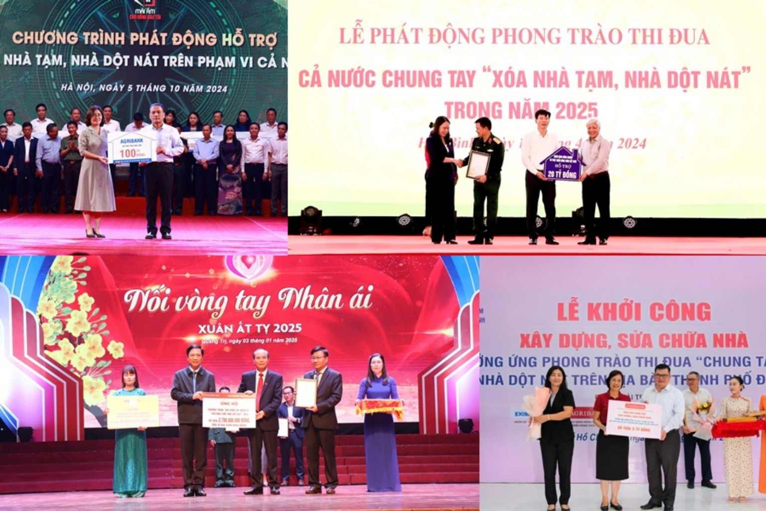 Agribank voi cac hoat dong trao ung ho, ho tro xoa nha tam, nha dot nat cho ho ngheo, ho can ngheo. Anh: Agribank