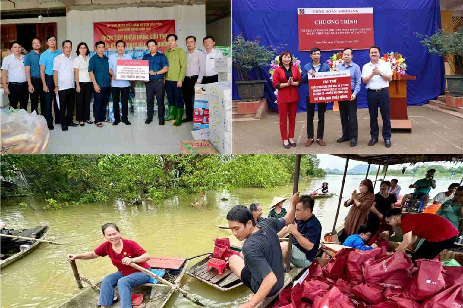 Nhung mon qua duoc Agribank gui den nguoi dan bi anh huong do bao so Yagi. Anh: Agribank