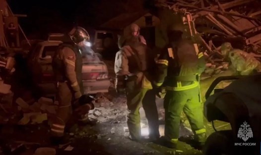 Hiện trường một vụ tấn công của Ukraina vào tỉnh Kursk, Nga, nơi có đường ống dẫn khí Urengoy-Pomary-Uzhgorod. Ảnh: Xinhua/Bộ Tình trạng khẩn cấp Nga