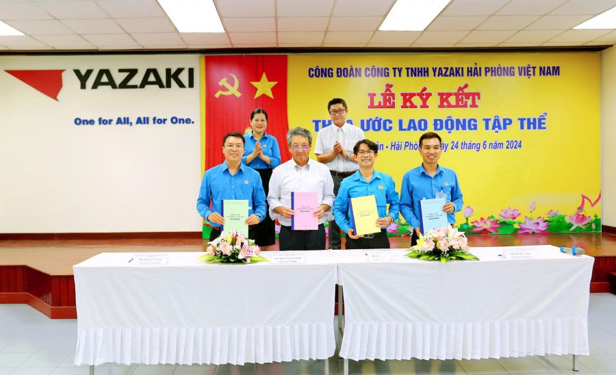 The Hai Phong Economic Zone Trade Union currently has 73.3% of enterprises eligible to sign Collective Labor Agreements. Illustrative photo: Hai Phong Economic Zone Trade Union