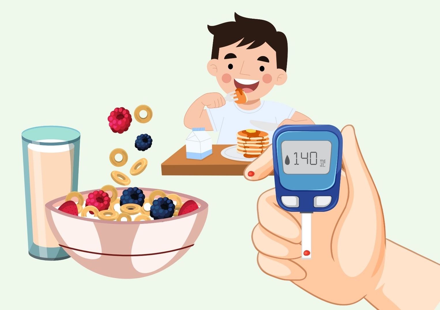 Eating breakfast late increases blood sugar. Graphics: Linh Dan